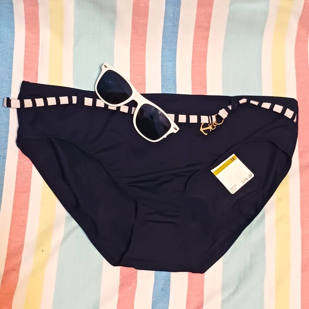 NWT Nautica Navy/White Bikini Bottoms